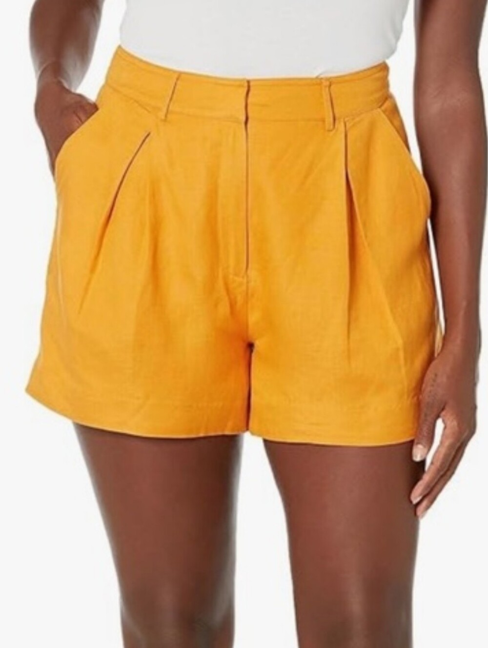 Antonio Melani, High-Waist Pleated Women's Shorts in Mustard Yellow, Size 4, NWT